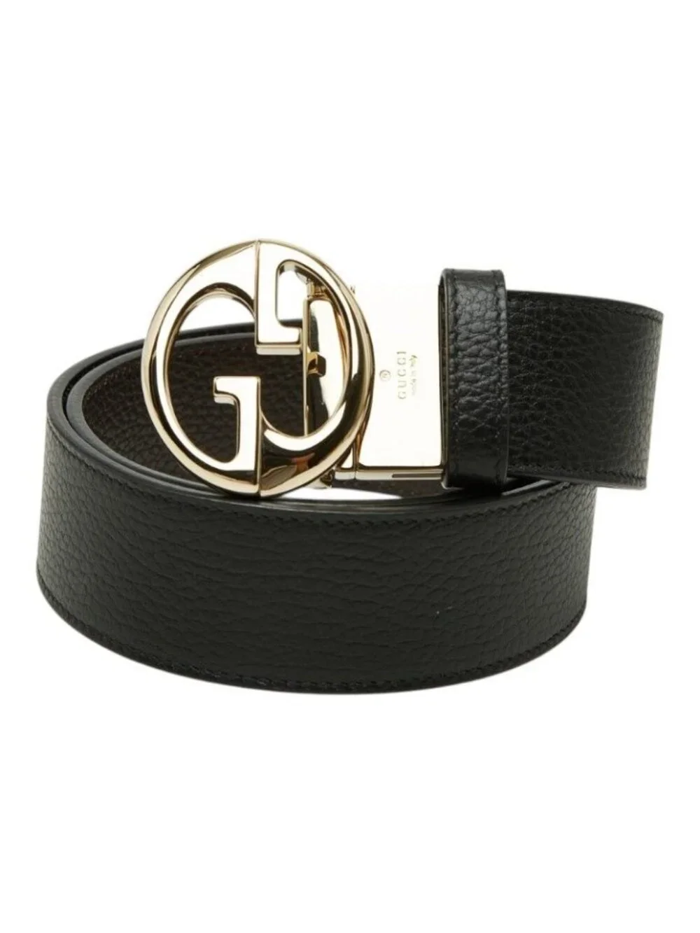 Gucci Interlocking Reversible Belt 75 30 Black Leather Metal